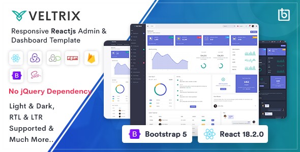 دانلود قالب React Js داشبورد مدیریتی Veltrix