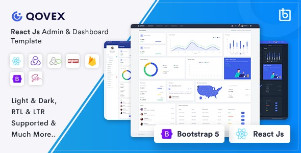 دانلود قالب React Js مدیریتی Qovex