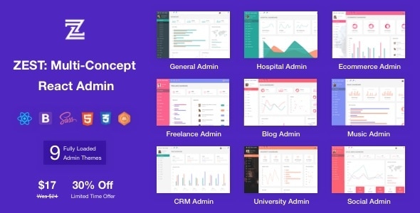 دانلود قالب Zest – Multi-Concept React Admin Template