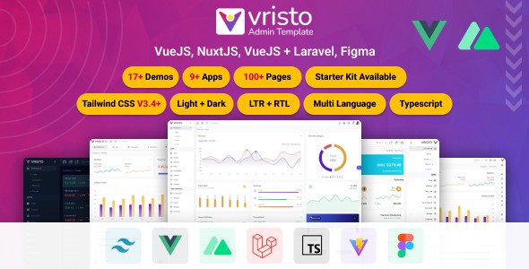 دانلود قالب Vristo Tailwind VueJS NuxtJS Laravel