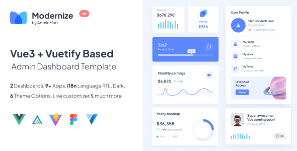 دانلود قالب VueJs مدیریتی Modernize