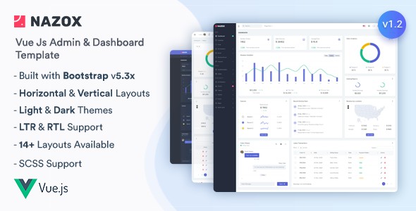 دانلود قالب Vuejs مدیریتی Nazox