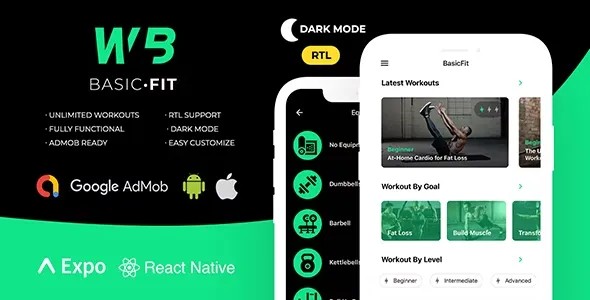 دانلود اپلیکیشن React Native بدنسازی FitBasic