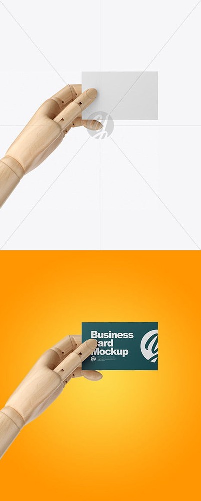 دانلود موکاپ Wooden Hand With Business Card