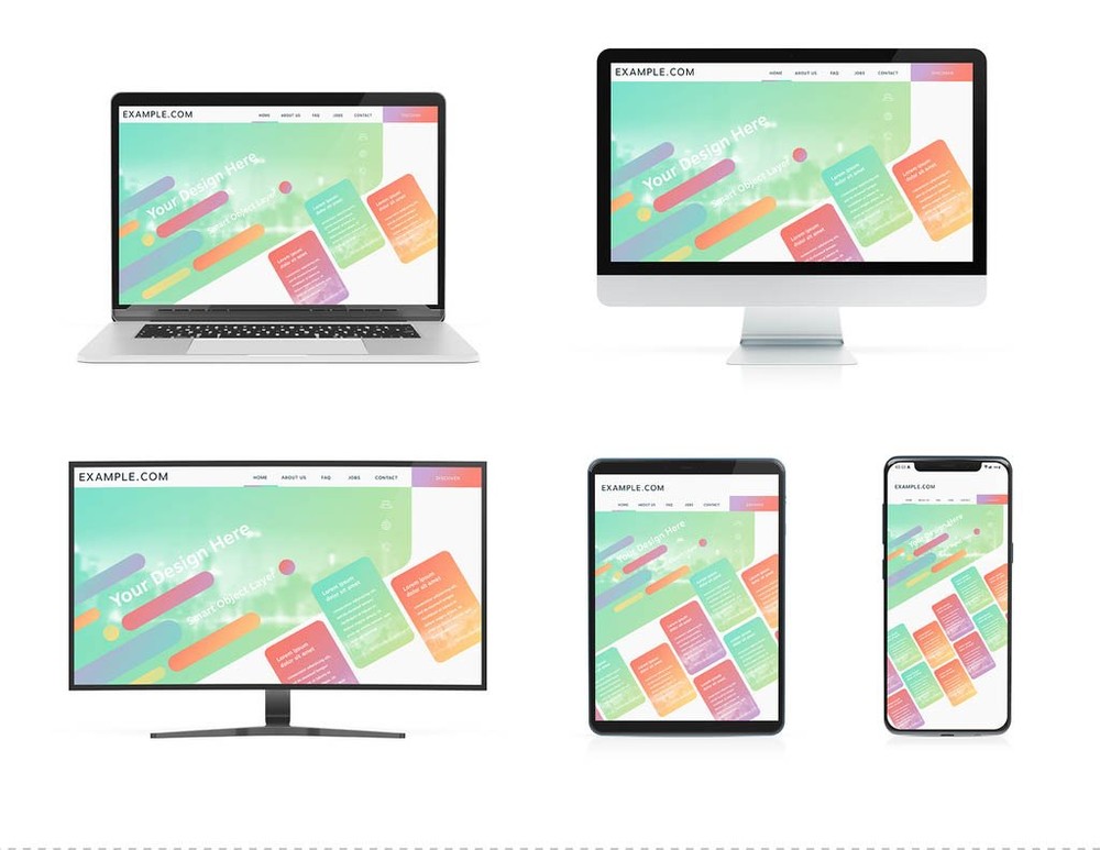 دانلود 5 Devices Isolated on White Mockup