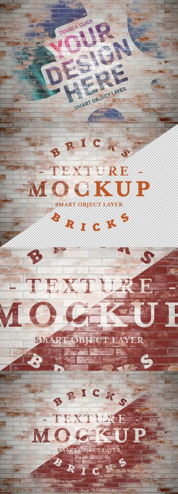 دانلود Grunge Washed Brick Texture Mockup – افکت نمایش متن روی آجر