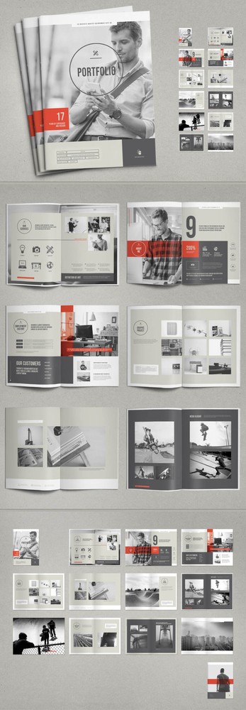 دانلود Portfolio Layout with Red and Gray Accents – طرح پورتفولیو قرمز…