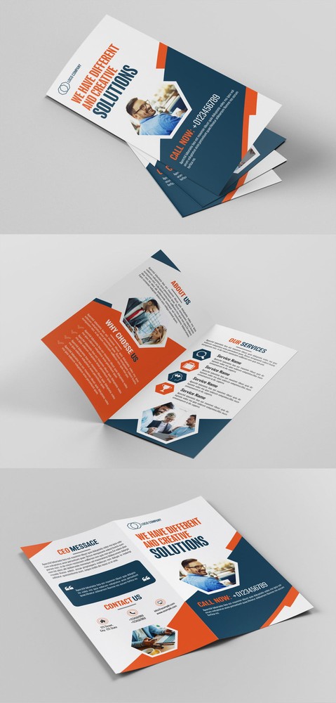 دانلود Brochure Layout with Orange and Blue Accents – طرح لایه باز بروشور
