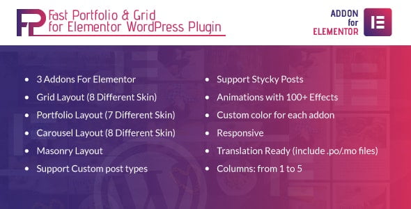 دانلود افزونه Fast Portfolio &amp; Grid for Elementor