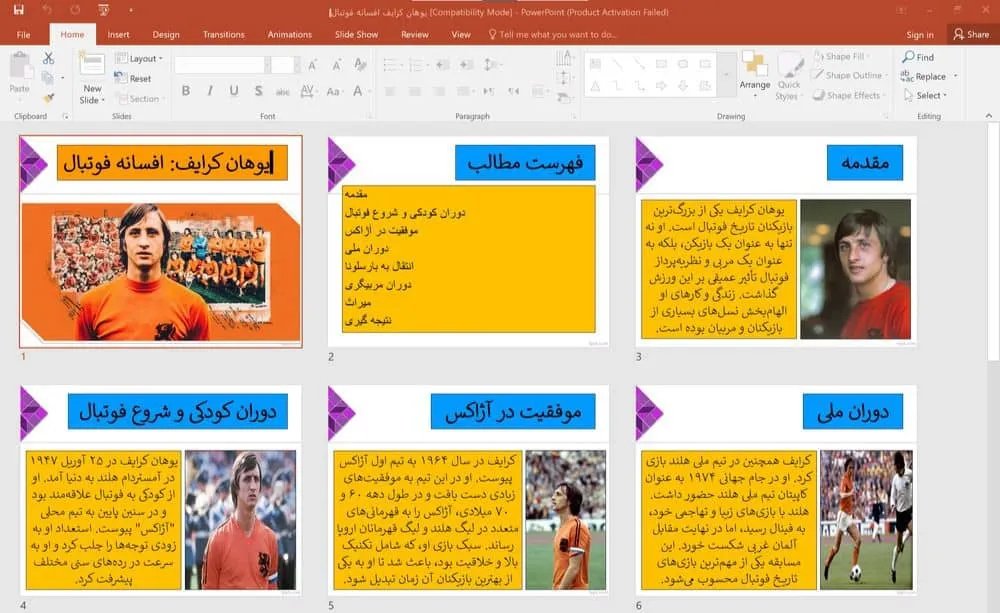 پاورپوینت یوهان کرایف (افسانه فوتبال)