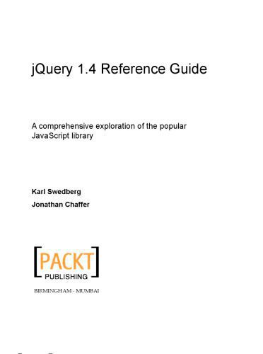 دانلود کتاب jQuery 1.4 Reference Guide – راهنمای مرجع jQuery 1.4