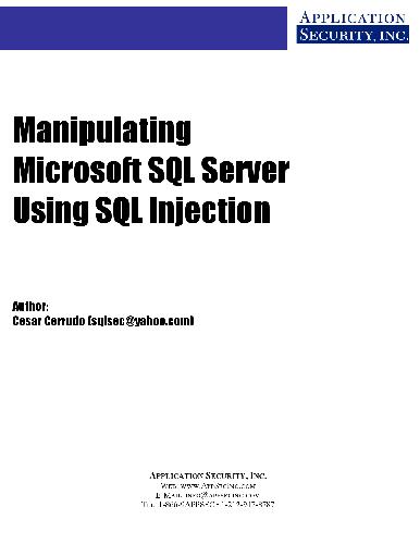 دانلود نسخه کامل کتاب Manipulating SQL Server Using SQL Injection