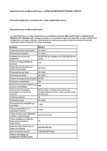 دانلود نسخه کامل کتاب Curso de Microsoft Project Gratis: Espicificaciones de Microsoft Project