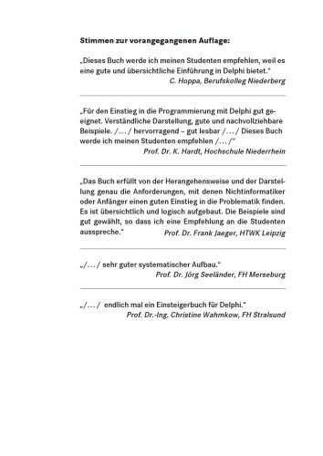 دانلود نسخه کامل کتاب Grundkurs Programmieren mit Delphi : systematisch programmieren lernen mit interaktiv gestalteten Beispielen ; inklusive Pascal-Programmierung, OOP, Grafikprogrammierung