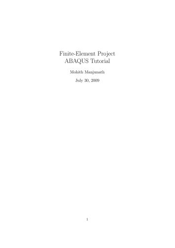 دانلود نسخه کامل کتاب Finite-Element Project ABAQUS Tutorial