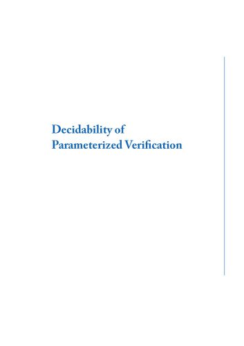 دانلود نسخه کامل کتاب Decidability of Parameterized Verification