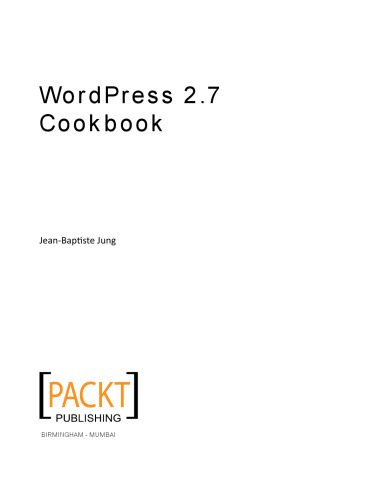 دانلود نسخه کامل کتاب WordPress 2.7 cookbook