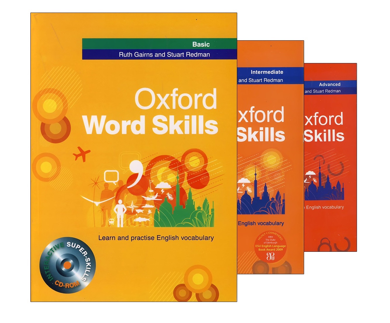 oxford word skills Basic + Intermediate + Advanced+cd (سایز بزرگ رحلی) پک کامل آکسفورد ورد اسکیلز