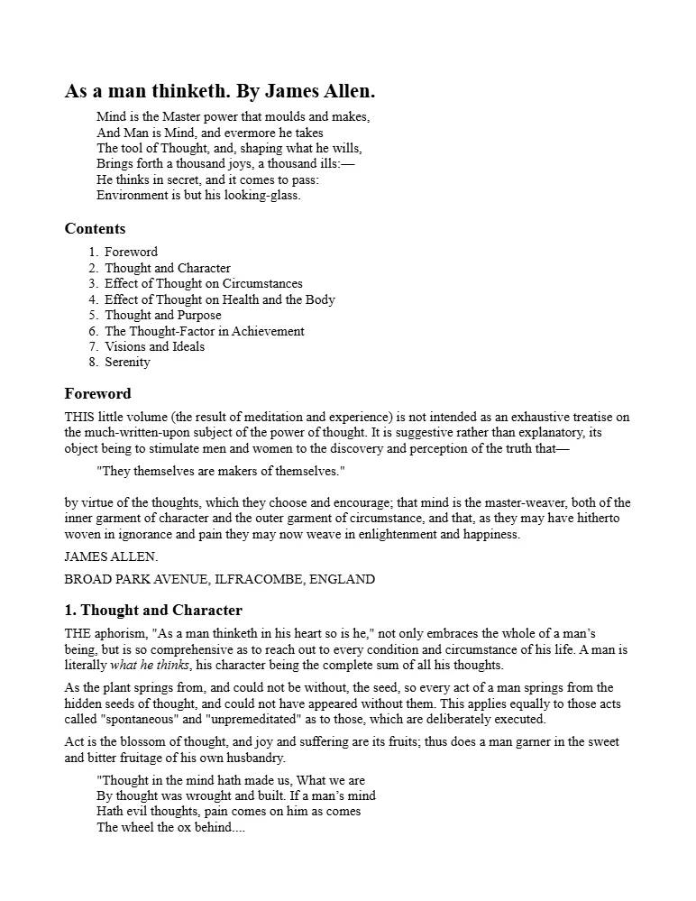 کتاب As a Man Thinketh (انسان همان است که می‌اندیشد) نسخه انگلیسی PDF | جیمز آلن (James Allen)