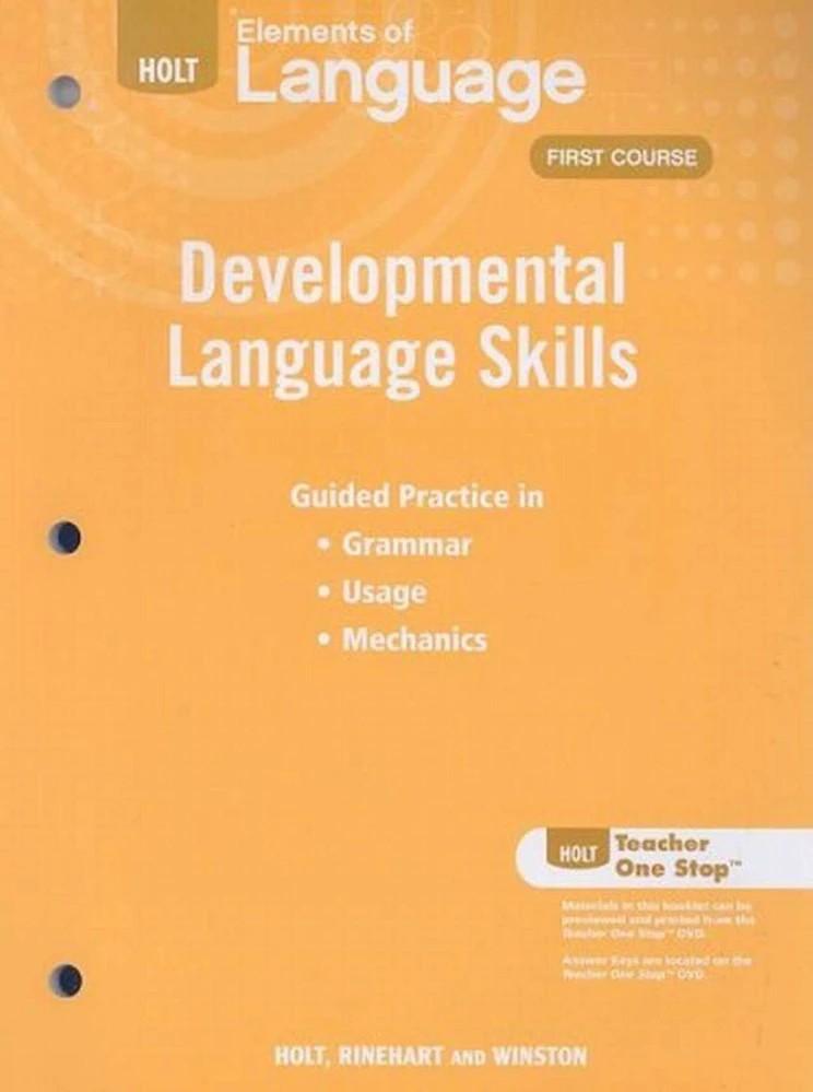 کتاب Elements of Language: Developmental Language Skills (عناصر زبان: مهارت‌های رشد زبان) نسخه انگلیسی PDF | Holt, Rinehart and Winston