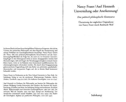 دانلود نسخه کامل کتاب Umverteilung oder Anerkennung? Eine politisch-philosophische Kontroverse