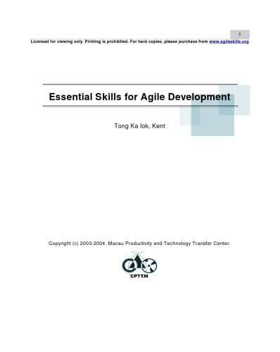 دانلود نسخه کامل کتاب Essential Skills for Agile Development