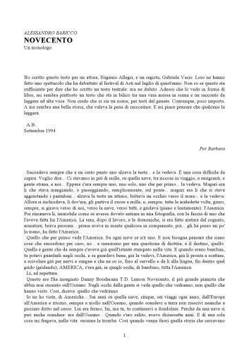 دانلود نسخه کامل کتاب Novecento: Un Monologo (Universale Economica Feltrinelli)