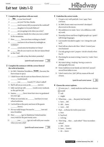 دانلود نسخه کامل کتاب New Headway Pre-Intermediate. Tests