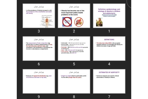 پاورپوینت Definition; epidemiology; and etiology of obesity in children and adolescents