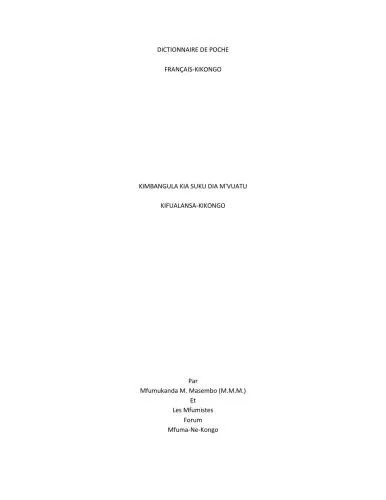دانلود نسخه کامل کتاب Dictionnaire de poche: Kinkongo-Français, Français-Kikongo