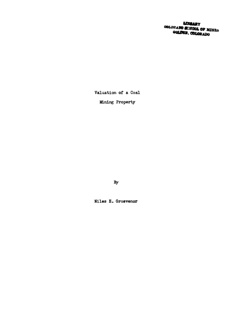 دانلود کتاب Valuation of a Coal Mining Property