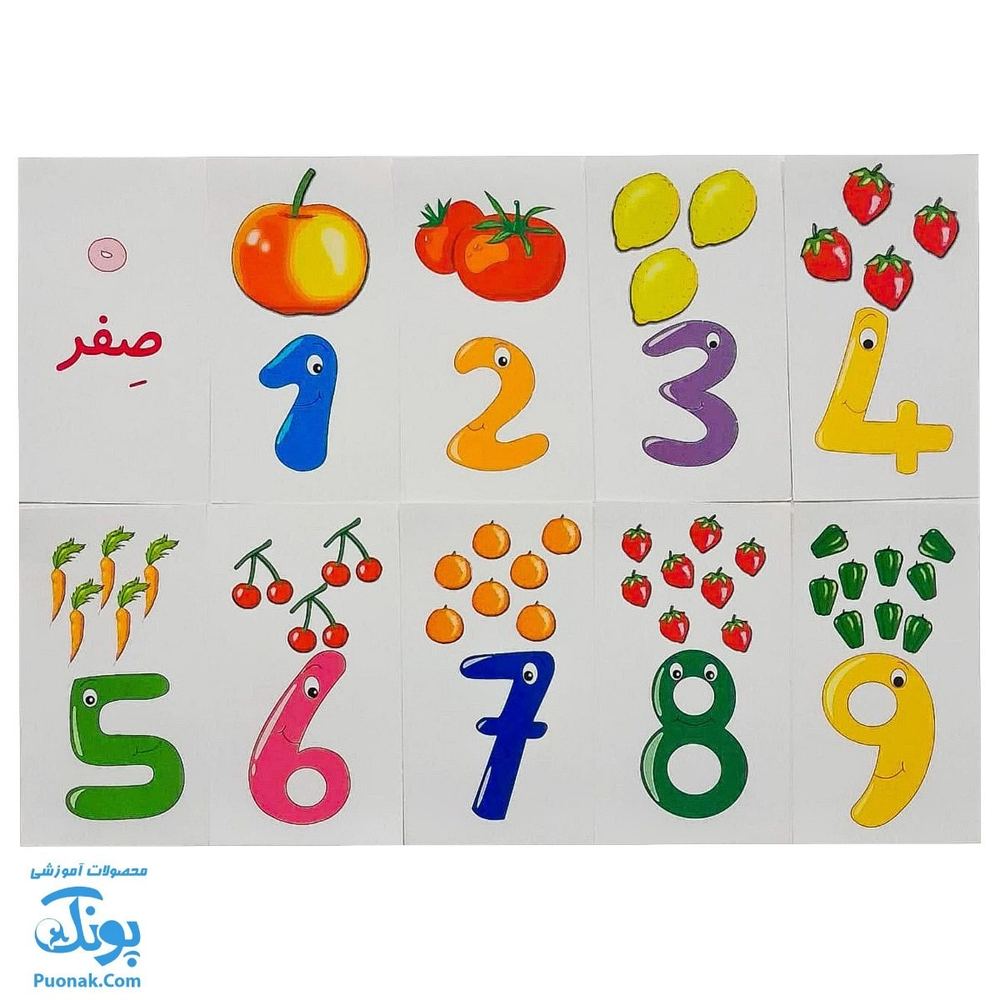 فلش کارت اعداد ۰ – ۹ وایت بردی استادیار