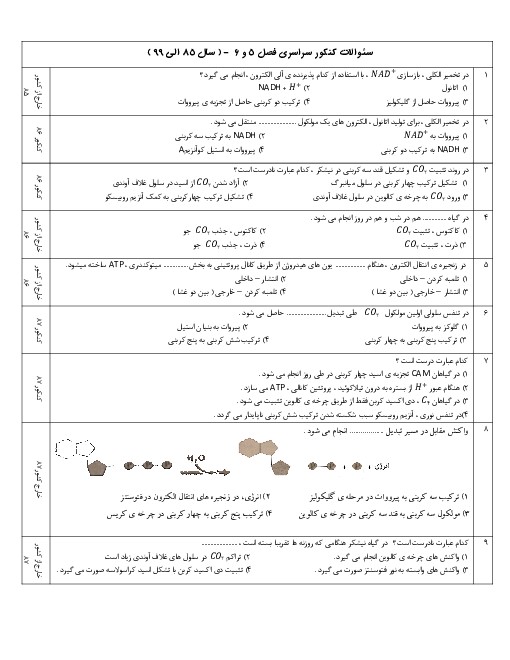 تست کنکور زیست دوازدهم: فصل ۵ و ۶ (۹۹) - تجربی، آمادگی هوشمندانه - اسمارت فایل