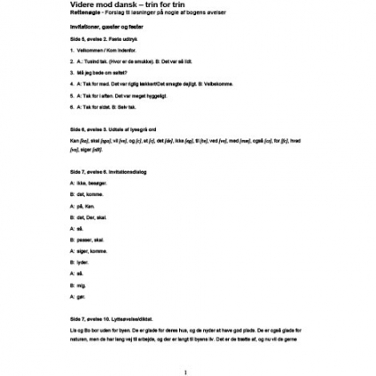 پاسخنامه کتاب VIDERE MOD DANSK-trin for trin