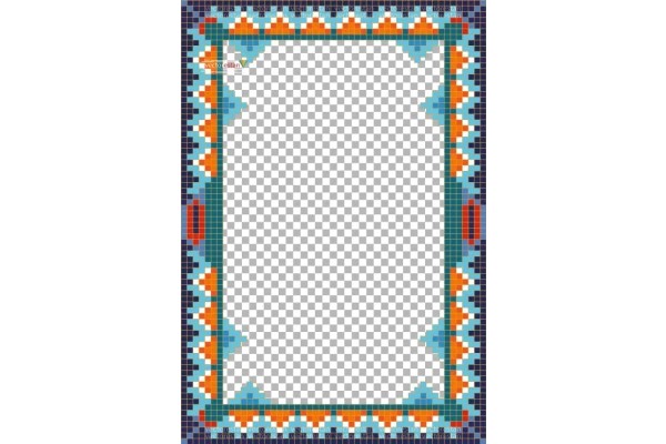 فایل png و وکتور کادر مستطیلی اسلیمی و تذهیب طرح کاشی سنتی ایرانی 195