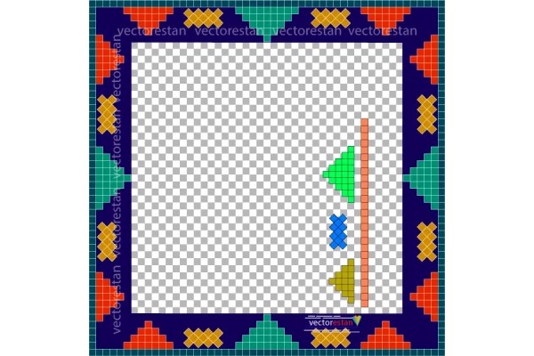 وکتور و png بدون پس زمینه کادر اسلیمی حاشیه مربعی طرح کاشی 148