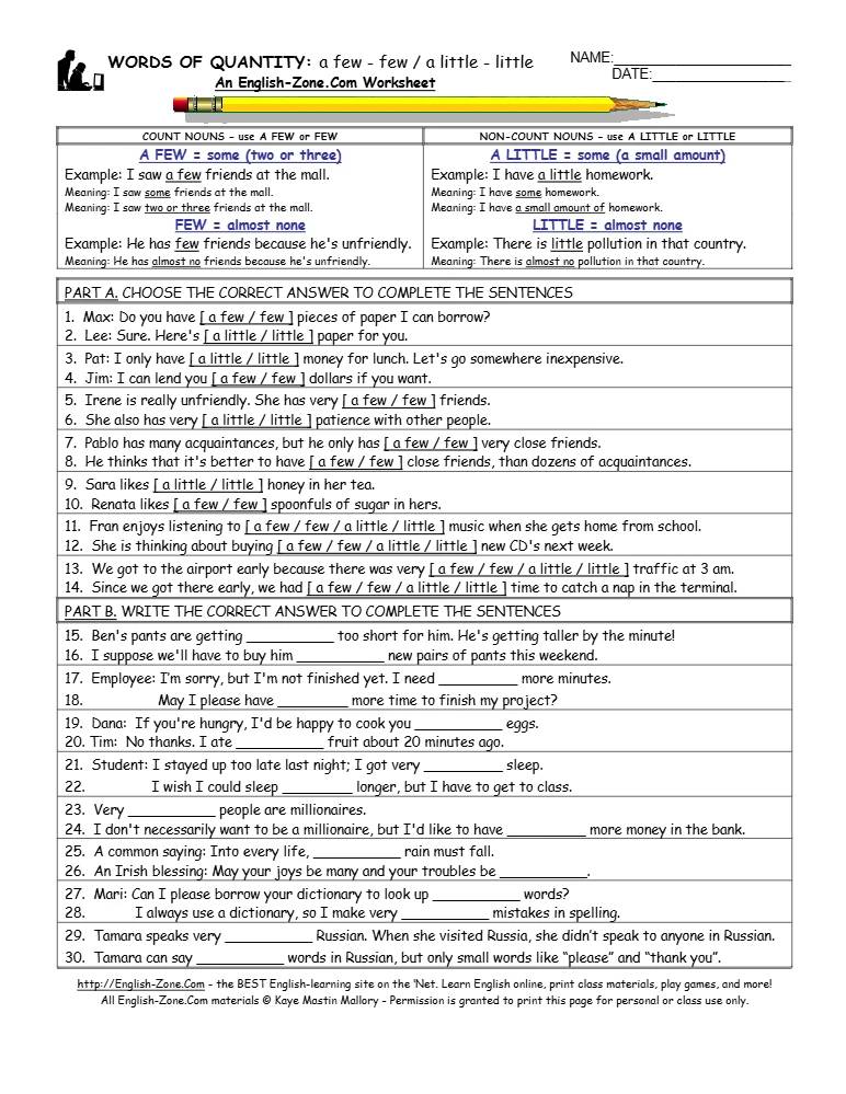 کتاب Few and Little (کاربرد Few و Little در انگلیسی) نسخه انگلیسی PDF