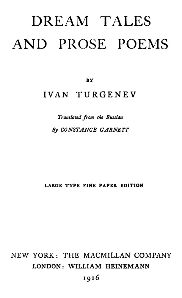 کتاب Dream Tales and Prose Poems (داستان‌های رؤیایی و شعرهای منثور) نسخه انگلیسی PDF | Ivan Turgenev