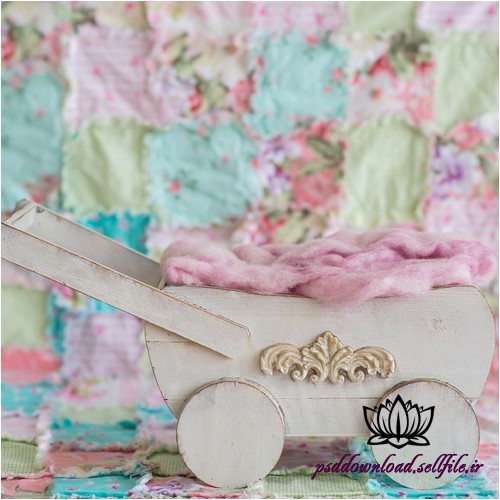 بک دراپ نوزاد کالسکه چوبی -کد 3002 - اسمارت فایل