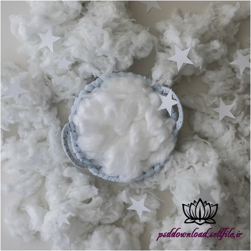 بک دراپ آتلیه نوزاد سبد و ابر و ستاره-کد 3766 - اسمارت فایل