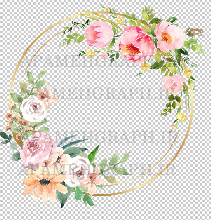 فایل png قاب دایره با گل