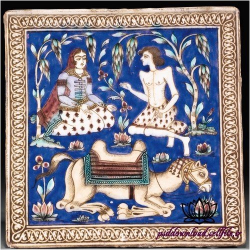 کاشی لعاب دار قدیمی تصویری-کد 45 - اسمارت فایل