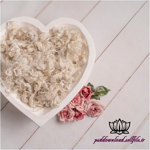 بک دراپ نوزاد قلب سپید و گل رز -کد 4622 - اسمارت فایل