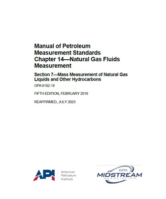 API MPMS Chapter 14 — Section 7- 2023- Chapter 14—Natural Gas Fluids Measurement Section 7—Mass Measurement of Natural Gas Liquids and Other Hydrocarbons- دانلود استاندارد