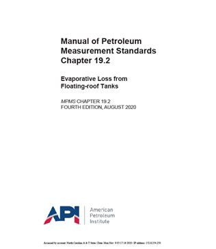API MPMS Chapter 19.2- 2020- Evaporative Loss from Floating-roof Tanks- دانلود استاندارد
