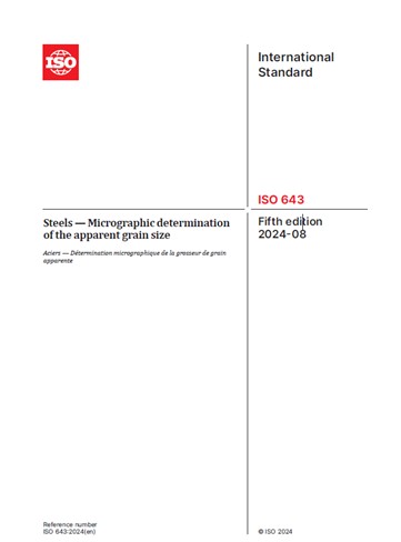 ISO 643- 2024- Steels — Micrographic determination of the apparent grain size- دانلود استاندارد