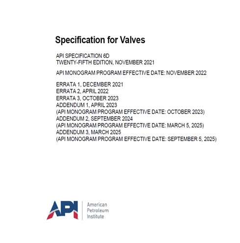 API Spec 6D- Specification for Valves – دانلود استاندارد مشخصات شیرآلات