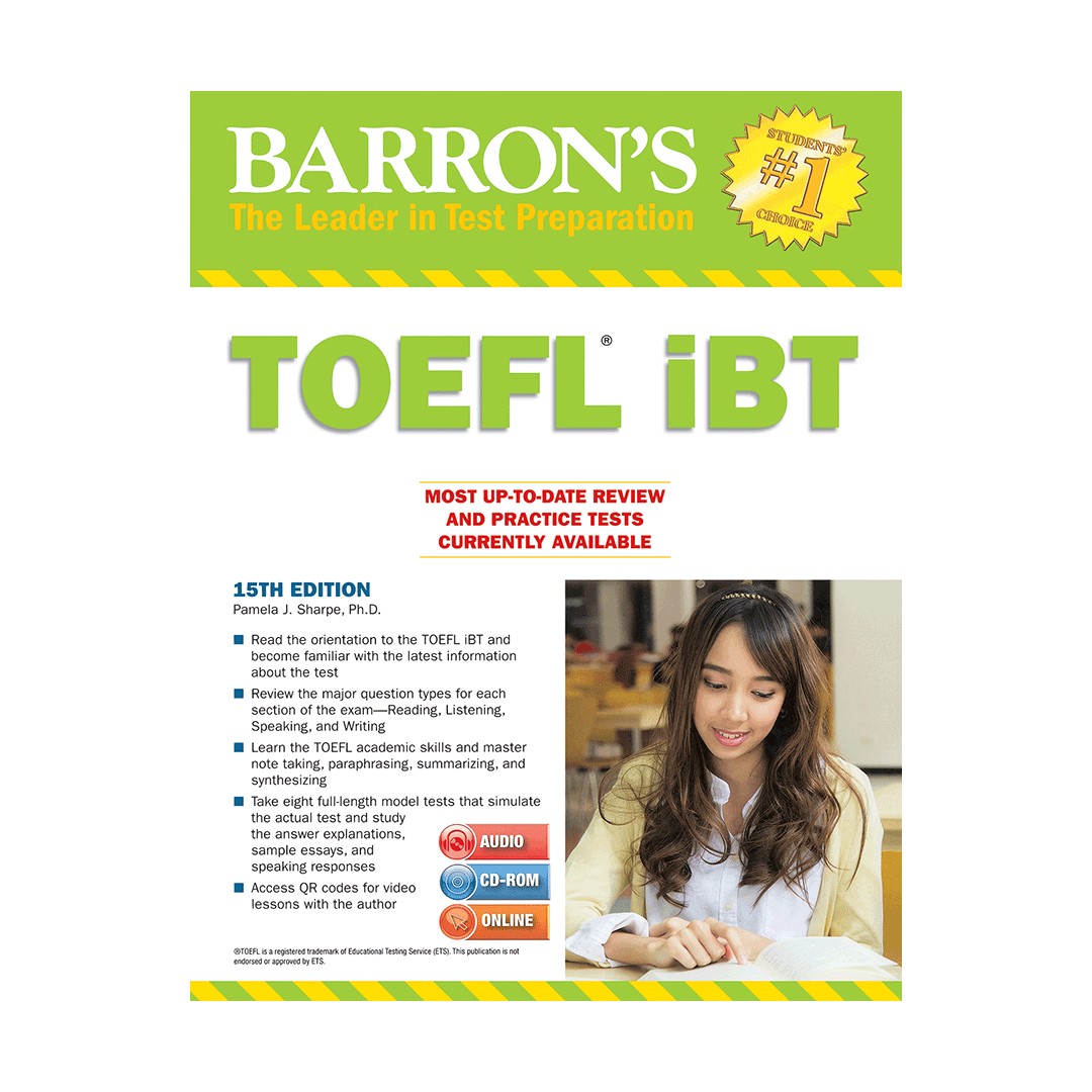 Barrons TOEFL iBT 15th+DVD کتاب زبان