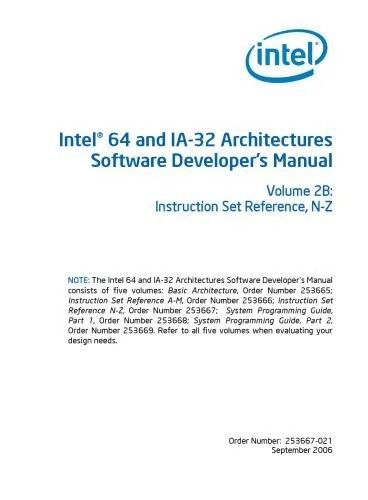 دانلود نسخه کامل کتاب Intel® 64 and IA-32 Architectures Software Developer’s Manual, Volume 2B: Instruction Set Reference, N-Z