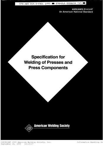 دانلود کتاب Specification For Welding Of Presses And Press Components